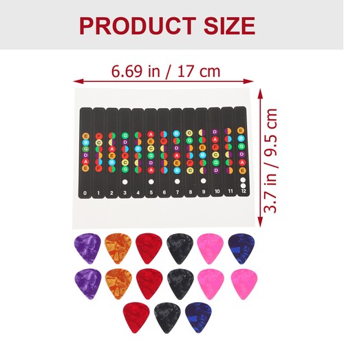3 Sets Guitar Sticker Pick Self Adhesive Fretboard Stickers Learning Helping - Afbeelding 12 van 12