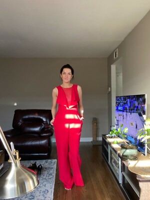 BCBG Maxmara Gorgeous Red Jumpsuit that fits all body Very 