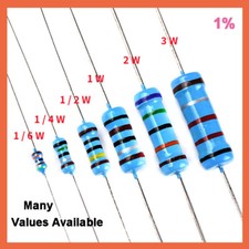 1/6W 1/4W 1/2W 1W 2W 3W Metal Film Resistors 1% Tolerance MANY SIZES AVAILABLE