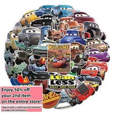 50pcs Waterproof Vinyl Stickers Disney Pixar Cars McQueen Luggage Phone Laptop