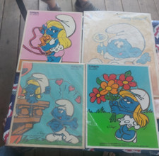 Vintage Playskool Smurfette and Smurf puzzles set of 4.