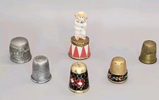Lot of 6 Thimbles San Francisco Trolley Pewter, Enesco, Austria, Inlay, MORE!