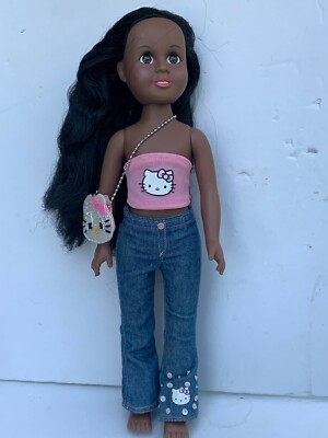 2000 TBKI AFRICAN AMERICAN DOLL W HELLO KITTY CLOTHES