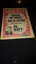 El Boy Tonight My Heart She Is Crying Rare Original 1957 Promo Poster Ad Framed!