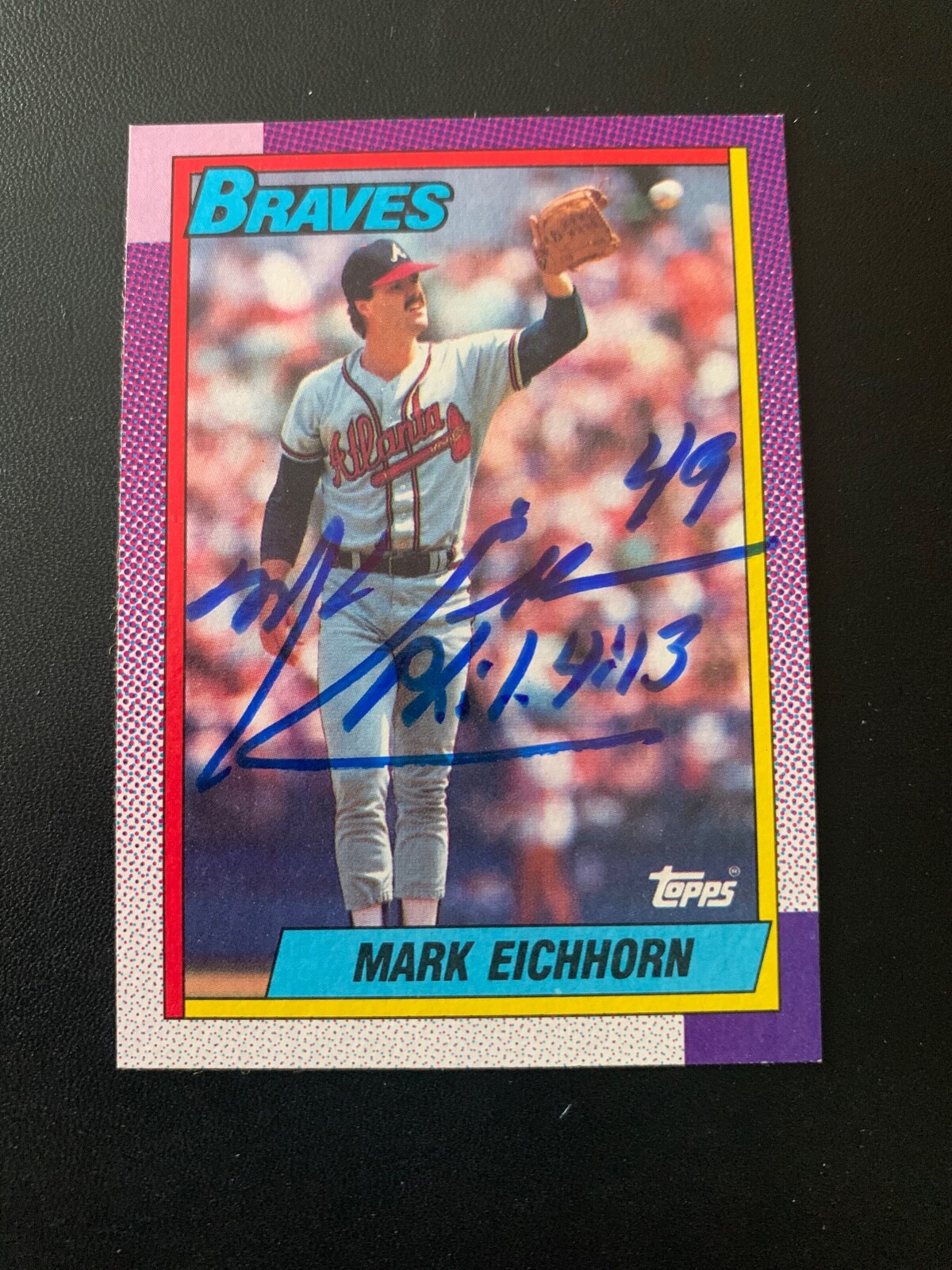 Mark Eichhorn Signed 1990 Topps #513 Card Atlanta Braves Autograph COA