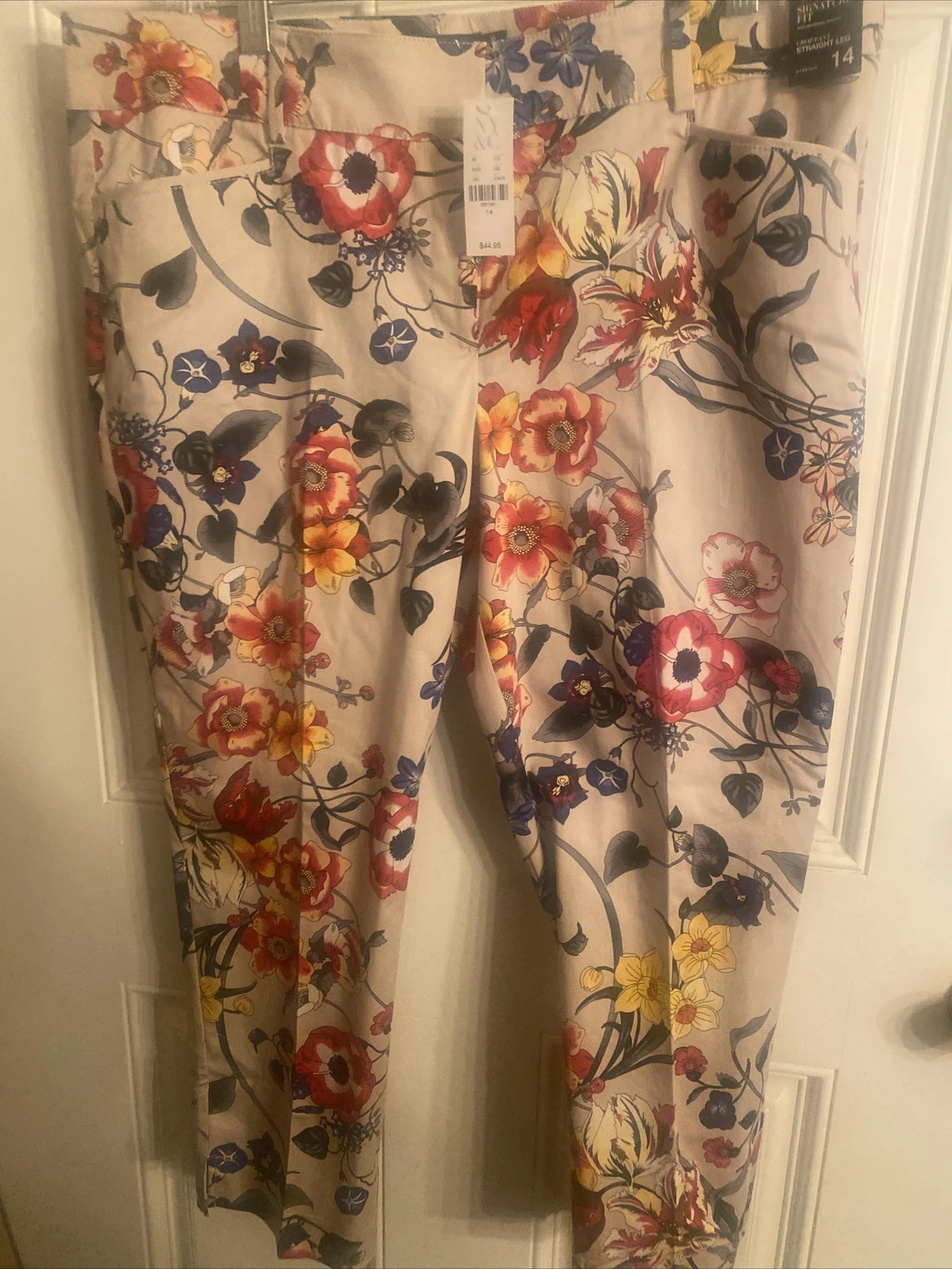 multi color floral womens capri pants size 14