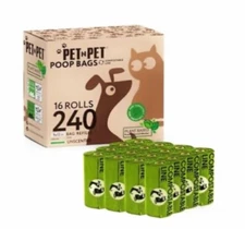 Pet N Pet Poop Bags For Dogs 240 Counts Compostable Dog Poop Bags 16 green rolls