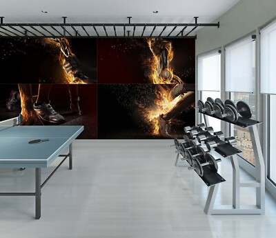 3D Gym Sports G7819 Wallpaper Wall Murals Removable Self-adhesive Honey
