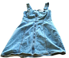 Forever 21 Blue Denim  Zipper Front Sleeveless Dress adjust straps Sz M Cottage
