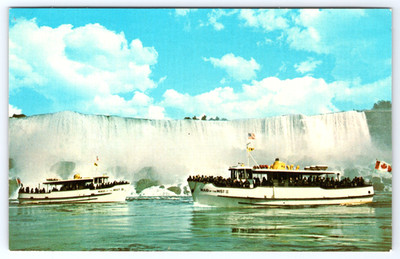 Niagara Falls New York American Falls Maid Of The Mist Boats Vintage Postcard