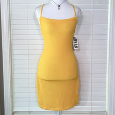 Urban Outfitters Orange Knit Bodycon Mini Dress Square Neck Strappy Back M