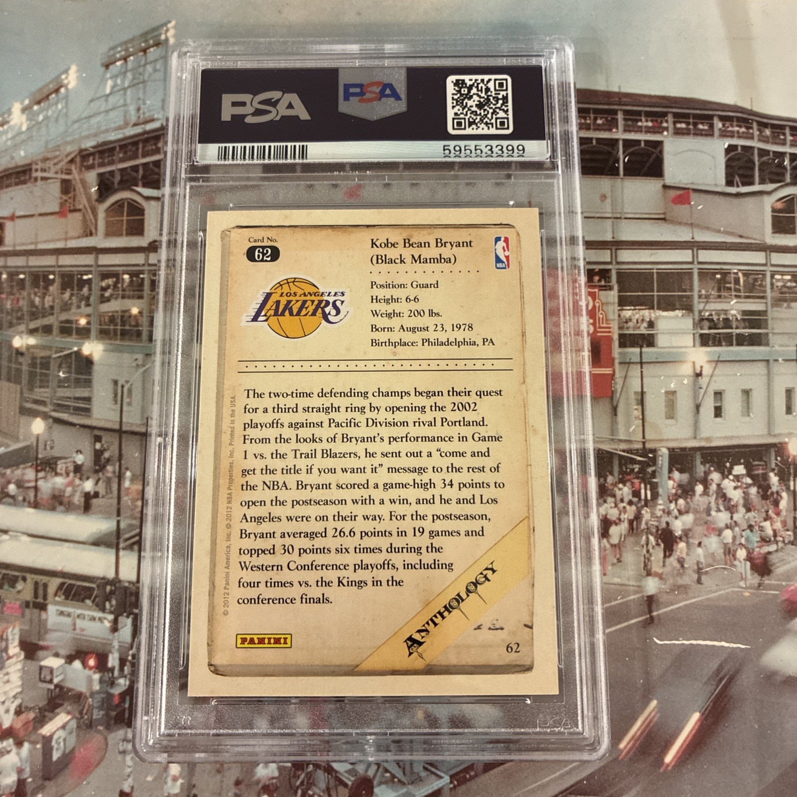 Kobe Bryant 2012-13 Panini Kobe Anthology # 62 PSA 10 Gem Mint view 2