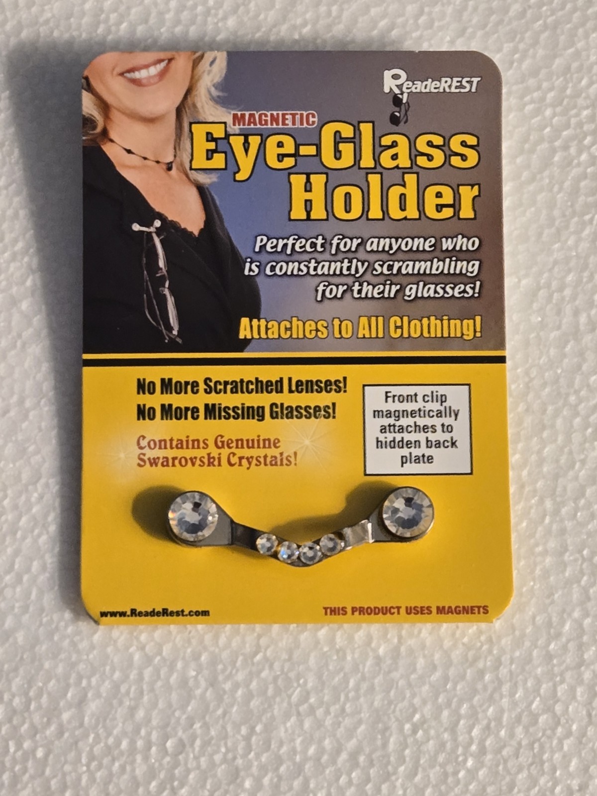 READEREST MAGNETIC EYEGLASS HOLDER ( NEW ) SWAROVSKI CRYSTALS