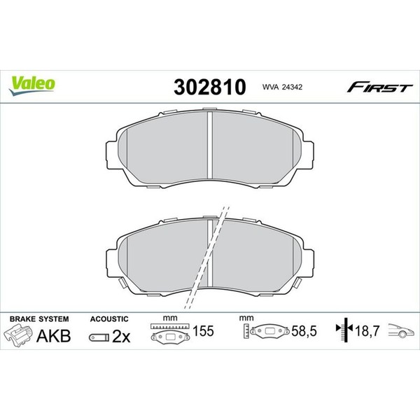 Valeo BremsbelÄGe Satz Vorderachse Passend FüR Honda CR-V Odyssey | 302810-image