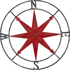 Aboxoo round Metal Compass Decorative Compass Metal Wall Art Hanging Wall Sculpt