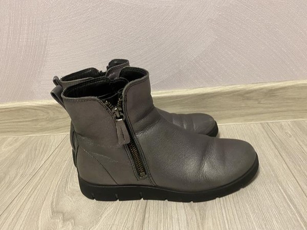 Women Ecco Boots Grey Leather 36 #3SE9