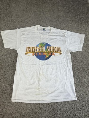 VTG Universal Studios Shirt Mens L White Florida Globe Logo Graphic Tee Cotton