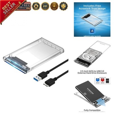 SATA to USB 3.0 Tool-Free Clear External Hard Drive Enclosure - 16TB Capacity