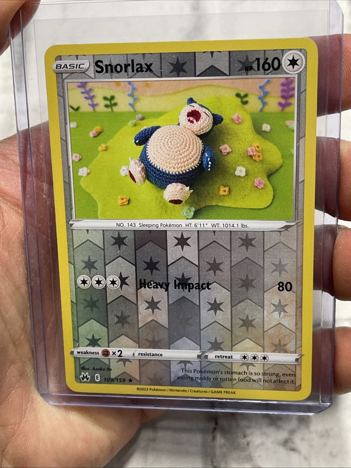 Snorlax Reverse Holo Rare Crown Zenith 109/159 NM Nintendo Pokemon TCG 2023 Card