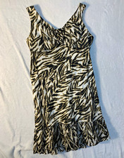 Talbots Women’s Size 16 Zebra Print Sleeveless Ruched Ruffle Hem Lined Dress