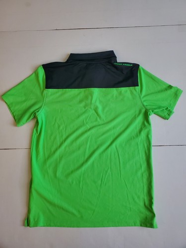 Under Armour Golf Heatgear Loose Golf Polo Shirt Youth YXL Navy Lime Green - Bild 2 von 3