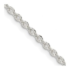 925 Sterling Silver 2mm Flat Link Cable Chain Necklace 18"