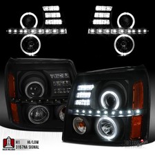 Blacksmoke Fit 2002-2006 Cadillac Escalade Led Halo Projector Headlights Lamps