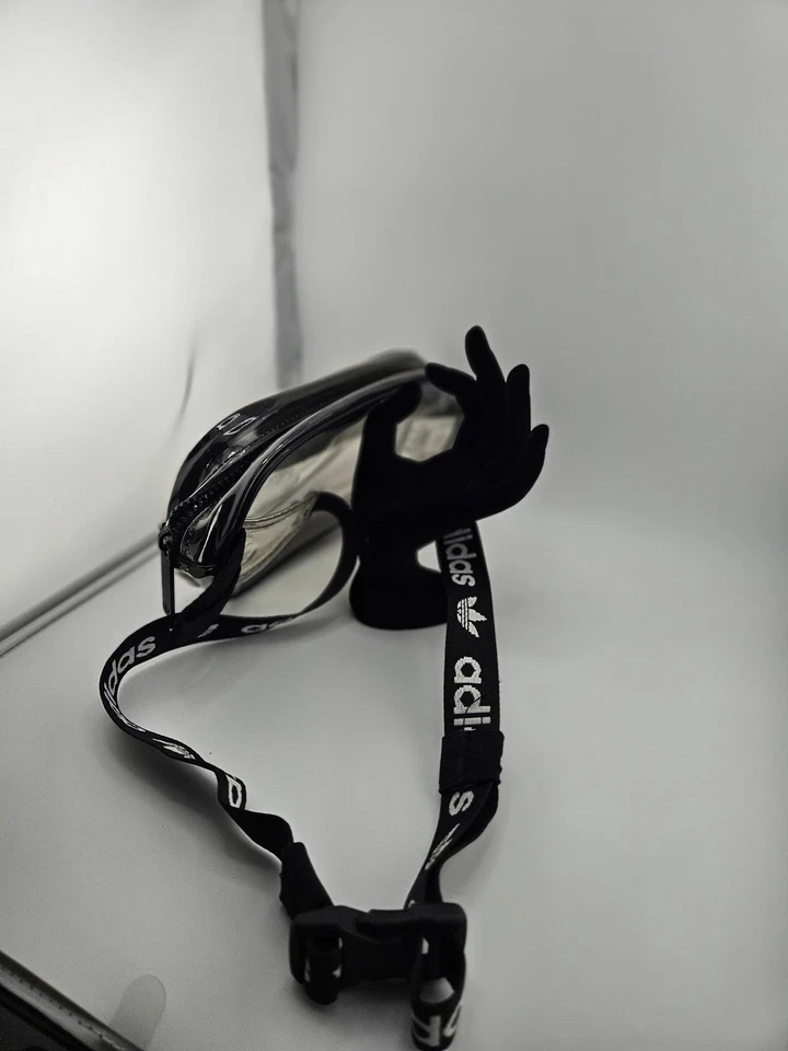 Bolso de cintura Adidas negro transparente con correa ajustable con logotipo Foto 3 de 4
