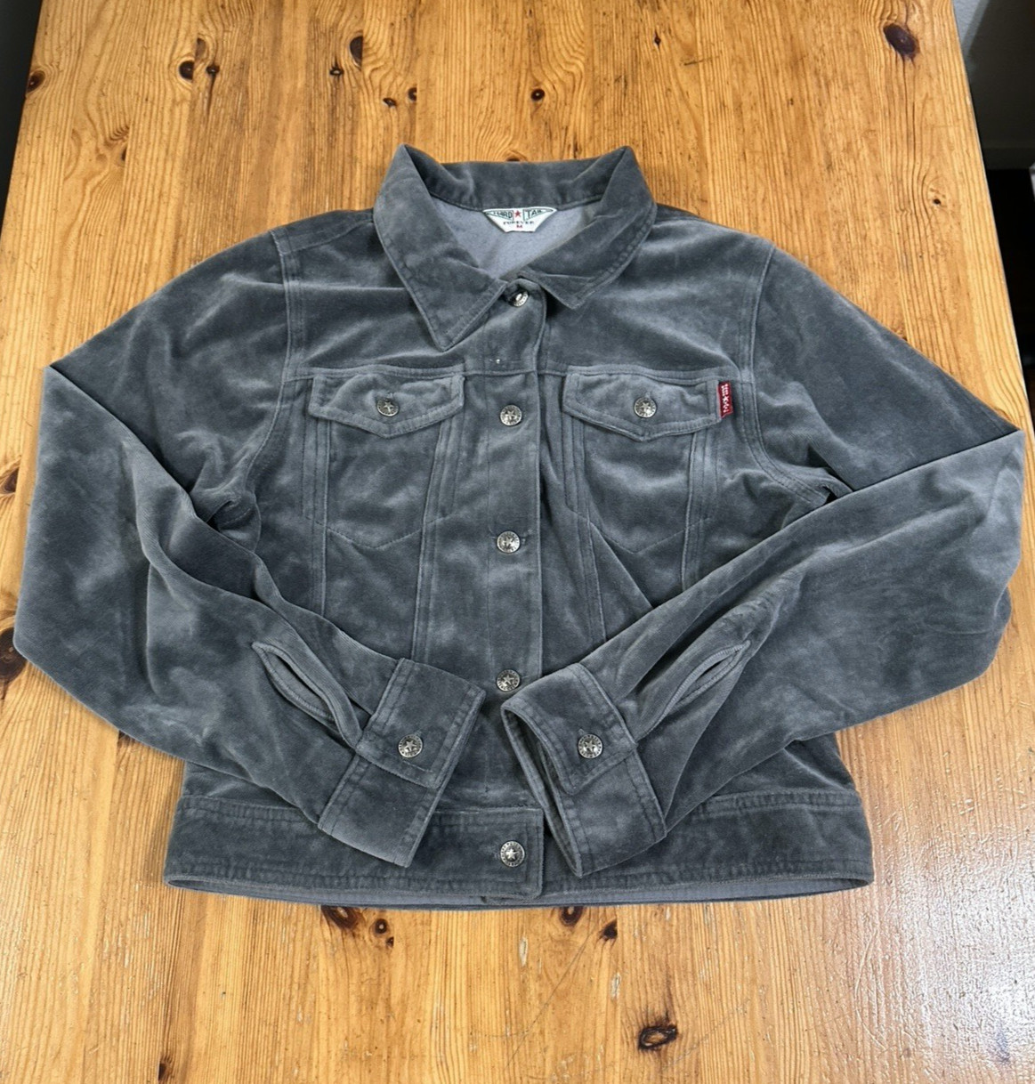 Hard Tail Forever Velvet Trucker Jacket Gray Soft size M