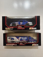 Vintage Racing Champion Bill Elliott Melling Nascar Die Cast Car and Semi Truck