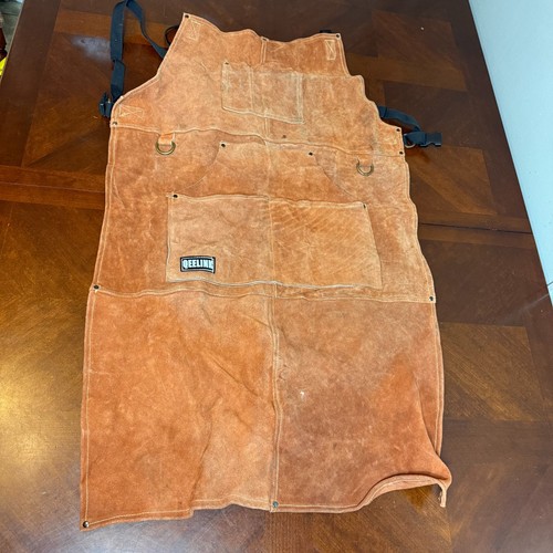 QEELINK Leather Work Apron Heavy Duty Carpenter Welding Shop Tool Pockets