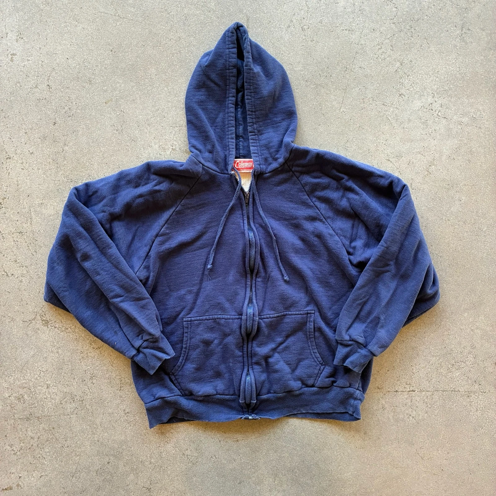 Vintage 80s 90s Thermal Lined Faded Zip Up Hoodie Coleman Mens Large Workwear