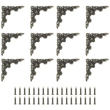 12Pcs 2" x 2" Vintage Flat Corner Bracket with Mounting Nail, Bronze