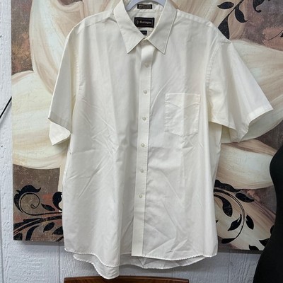 Barrington Mens white Button Up Half Sleeve Dress Shirt 18 Neck  Wrinkle Free 