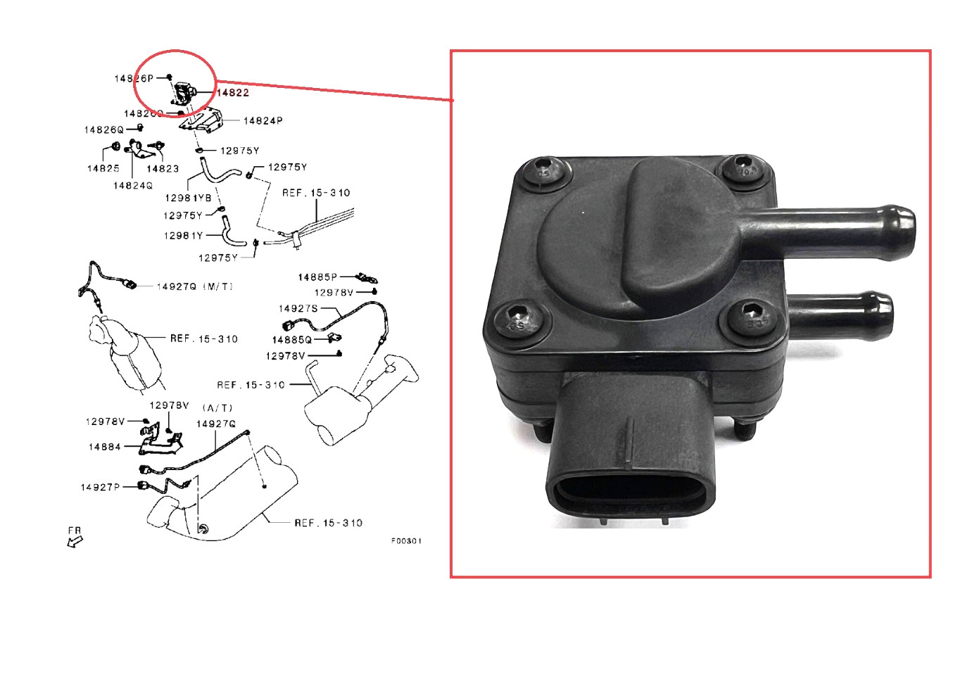 FOR MITSUBISHI PAJERO SHOGUN MK4 3.2DID V88/V98 EXHAUST DIFF PRESSURE SENSOR 06+