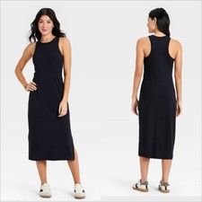 Women's Modal Ribbed Midi Dress All In Motion™ Black large athletic dress