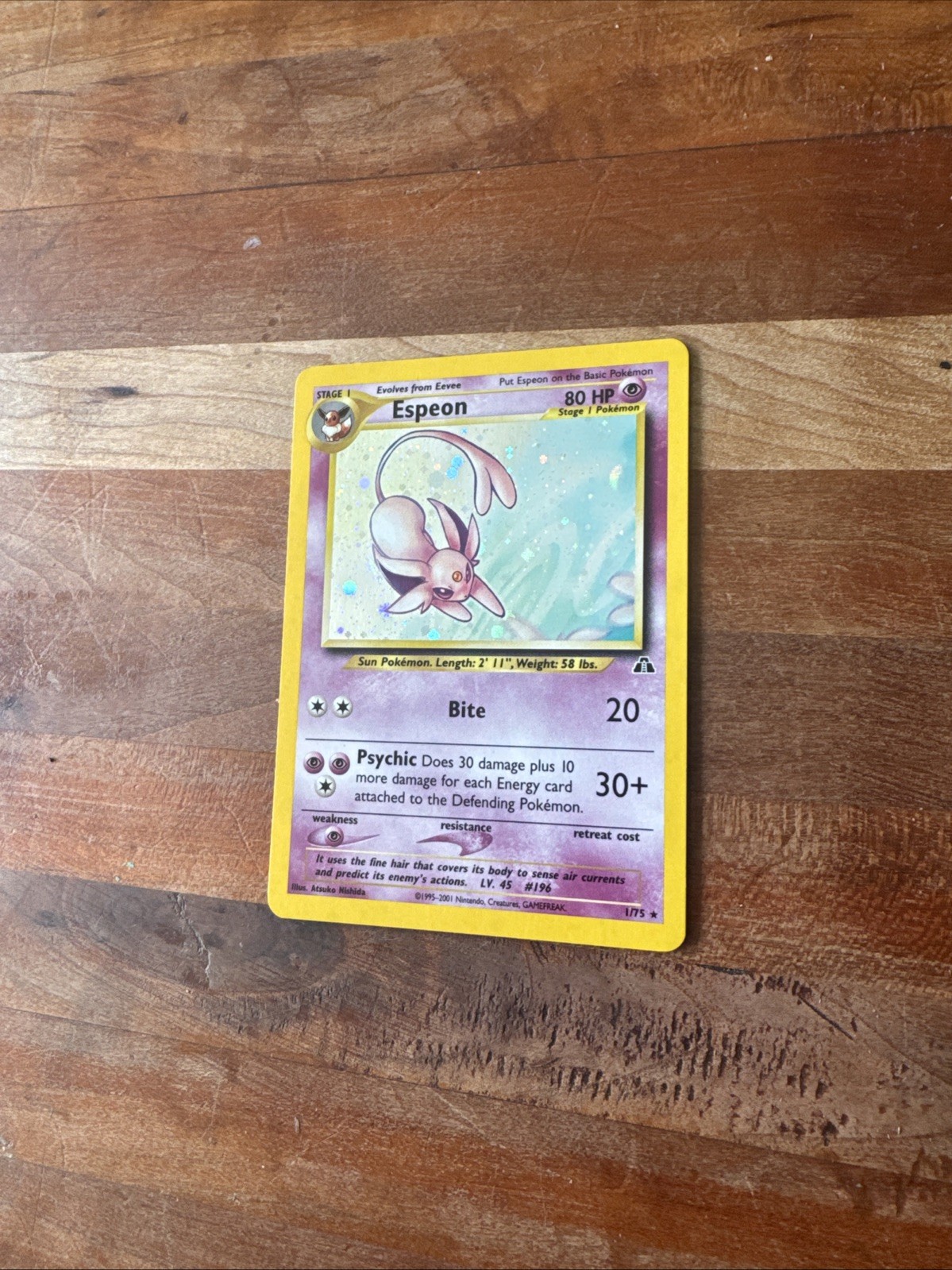 2001 Pokemon Neo Discovery Espeon Holo 1/75 NM with Swirl