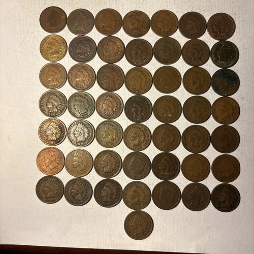Indian Head Penny Roll of 50 ALL Indian Head Cents Lot of 50 FULL ROLL#10