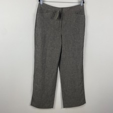 Chicos Linen Blend Wide Leg Pants Size 2 US 12 Gray Pockets