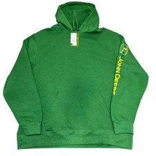 John Deere Pullover Hoodie Men  s XL Sweatshirt Work Sleeve Logo New