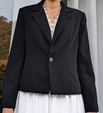 Gabriella's Black Single Button Blazer with Notched Lapel