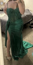 Alyce Green Satin Lace Beaded Sequin Sweetheart Long Gown Dress 4 Formal