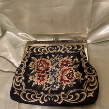 Vintage 1950s Floral Petite Point Purse