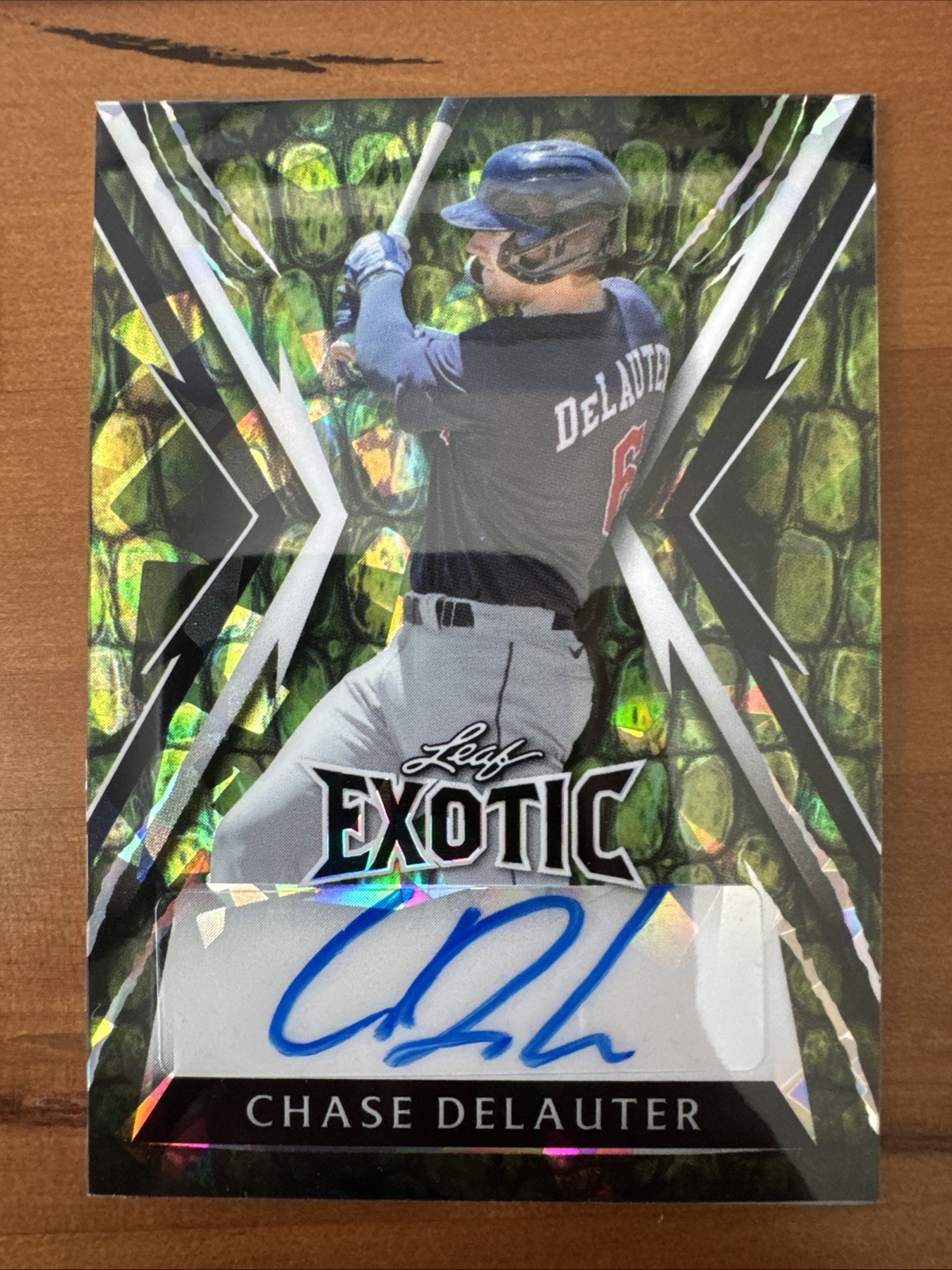 2023 Leaf Exotic CHASE DELAUTER Prospect Rookie Auto CRYSTAL ALLIGATOR # 1/4