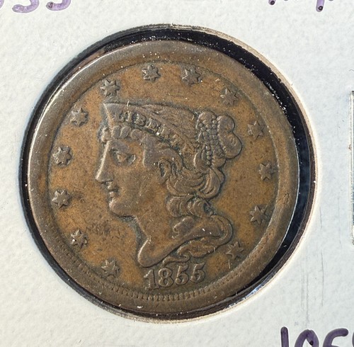1855 Braided Hair Half Cent, Circ, (15521) - Picture 1 of 3
