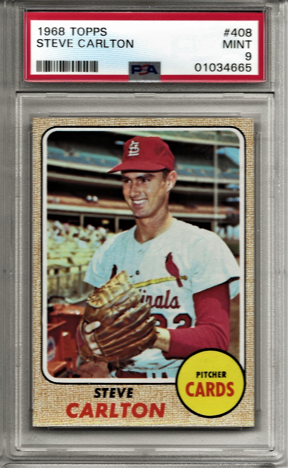 1968 Topps #408 Steve Carlton PSA 9 Mint Cardinals HOF