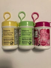 3 Biopure Antibacterial Travel Size Hand Wipes Keychain(Honey W,M Breeze,Jasmine