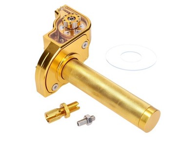 Kurzhub Gasgriff gelb CNC für 22mm Lenker für Moped, Moped
