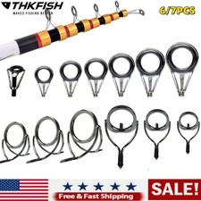 7Pc Fishing Rod Tip Repair Kit Stainless Steel Ring Guide Fishing Rod Repair Kit