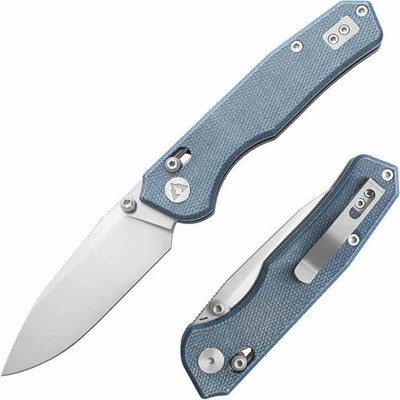 CMB18D CMB Made Knives Explorer V2 Knife 14C28N Steel Blade Blue Micarta Handle
